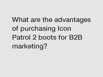 What are the advantages of purchasing Icon Patrol 2 boots for B2B marketing?
