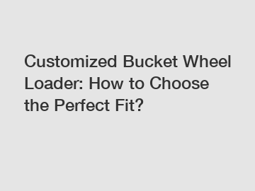 Customized Bucket Wheel Loader: How to Choose the Perfect Fit?