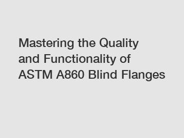 Mastering the Quality and Functionality of ASTM A860 Blind Flanges
