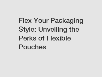 Flex Your Packaging Style: Unveiling the Perks of Flexible Pouches