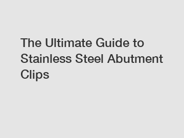 The Ultimate Guide to Stainless Steel Abutment Clips