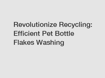 Revolutionize Recycling: Efficient Pet Bottle Flakes Washing