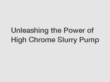 Unleashing the Power of High Chrome Slurry Pump