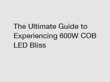 The Ultimate Guide to Experiencing 600W COB LED Bliss