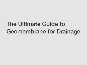 The Ultimate Guide to Geomembrane for Drainage