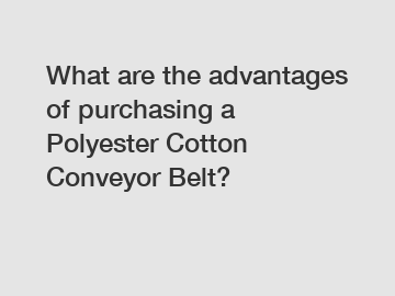 What are the advantages of purchasing a Polyester Cotton Conveyor Belt?