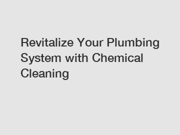 Revitalize Your Plumbing System with Chemical Cleaning