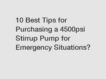 10 Best Tips for Purchasing a 4500psi Stirrup Pump for Emergency Situations?