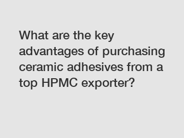 What are the key advantages of purchasing ceramic adhesives from a top HPMC exporter?