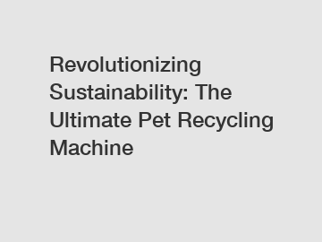 Revolutionizing Sustainability: The Ultimate Pet Recycling Machine