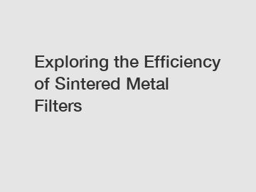 Exploring the Efficiency of Sintered Metal Filters