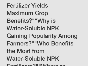 Which Water-Soluble NPK Fertilizer Yields Maximum Crop Benefits?