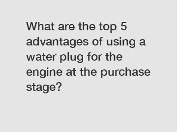 What are the top 5 advantages of using a water plug for the engine at the purchase stage?