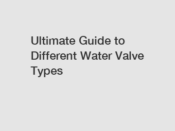 Ultimate Guide to Different Water Valve Types