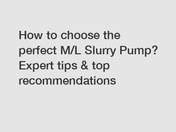 How to choose the perfect M/L Slurry Pump? Expert tips & top recommendations