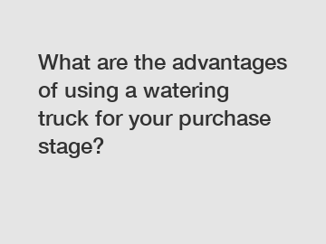 What are the advantages of using a watering truck for your purchase stage?