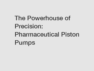 The Powerhouse of Precision: Pharmaceutical Piston Pumps