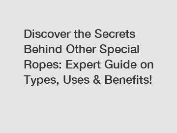 Discover the Secrets Behind Other Special Ropes: Expert Guide on Types, Uses & Benefits!