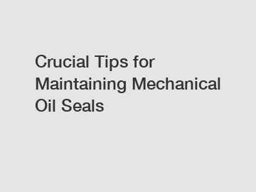 Crucial Tips for Maintaining Mechanical Oil Seals