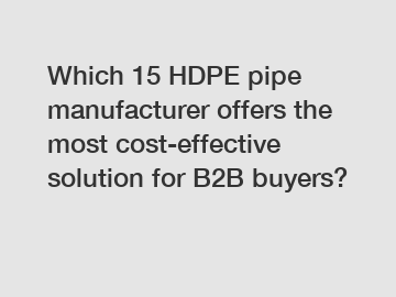 Which 15 HDPE pipe manufacturer offers the most cost-effective solution for B2B buyers?