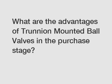 What are the advantages of Trunnion Mounted Ball Valves in the purchase stage?