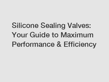 Silicone Sealing Valves: Your Guide to Maximum Performance & Efficiency