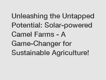 Unleashing the Untapped Potential: Solar-powered Camel Farms - A Game-Changer for Sustainable Agriculture!