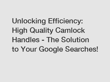 Unlocking Efficiency: High Quality Camlock Handles - The Solution to Your Google Searches!