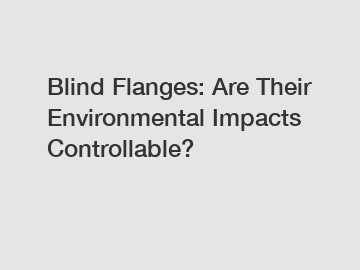 Blind Flanges: Are Their Environmental Impacts Controllable?