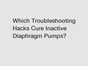 Which Troubleshooting Hacks Cure Inactive Diaphragm Pumps?