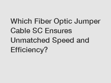 Which Fiber Optic Jumper Cable SC Ensures Unmatched Speed and Efficiency?