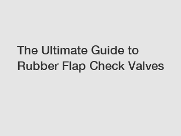 The Ultimate Guide to Rubber Flap Check Valves