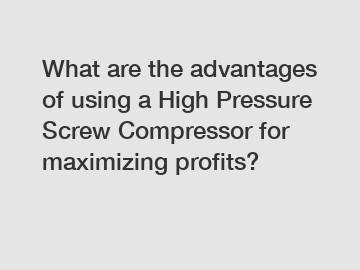 What are the advantages of using a High Pressure Screw Compressor for maximizing profits?