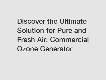 Discover the Ultimate Solution for Pure and Fresh Air: Commercial Ozone Generator