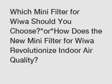 Which Mini Filter for Wiwa Should You Choose?