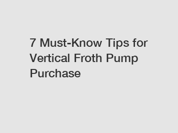 7 Must-Know Tips for Vertical Froth Pump Purchase