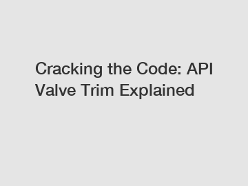 Cracking the Code: API Valve Trim Explained