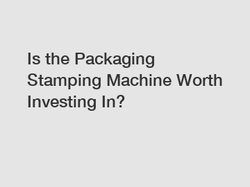 Is the Packaging Stamping Machine Worth Investing In?