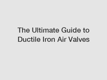 The Ultimate Guide to Ductile Iron Air Valves