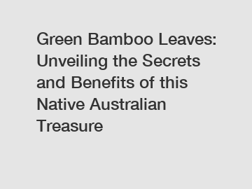 Green Bamboo Leaves: Unveiling the Secrets and Benefits of this Native Australian Treasure