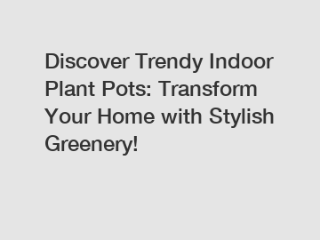 Discover Trendy Indoor Plant Pots: Transform Your Home with Stylish Greenery!