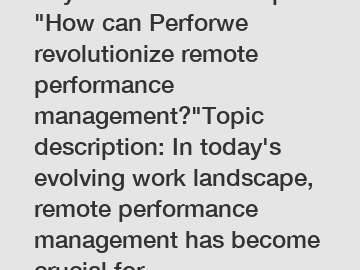 Keyword: PerforweTopic: 