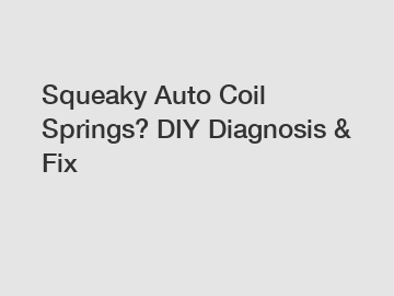 Squeaky Auto Coil Springs? DIY Diagnosis & Fix