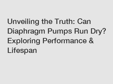 Unveiling the Truth: Can Diaphragm Pumps Run Dry? Exploring Performance & Lifespan