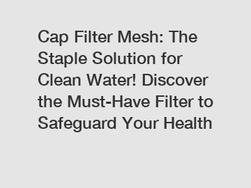 Cap Filter Mesh: The Staple Solution for Clean Water! Discover the Must-Have Filter to Safeguard Your Health