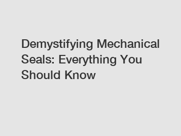 Demystifying Mechanical Seals: Everything You Should Know