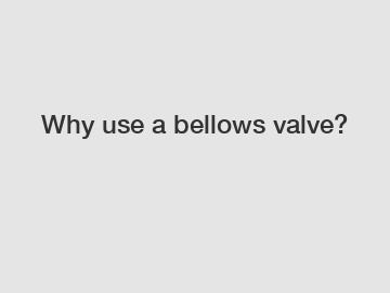 Why use a bellows valve?