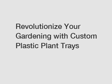 Revolutionize Your Gardening with Custom Plastic Plant Trays