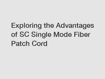 Exploring the Advantages of SC Single Mode Fiber Patch Cord