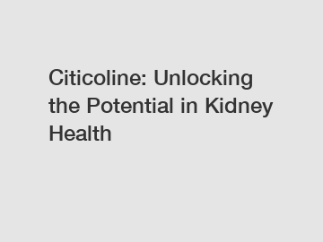 Citicoline: Unlocking the Potential in Kidney Health